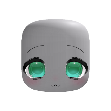 Green Kawaii Anime Doll Head w Big Glossy Eyes