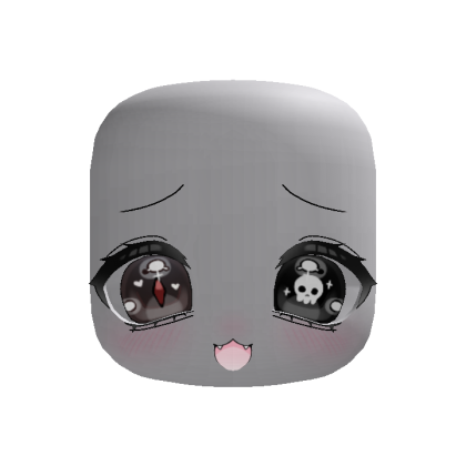 Cute Anime Creepy Eyes Cat Face Brown Black