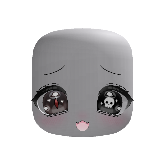 Cute Anime Creepy Eyes Cat Face Brown Black