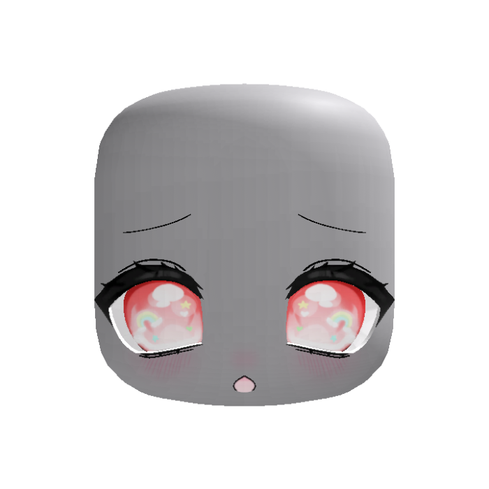 (Animated) Red Adorable Kawaii Worried Face
