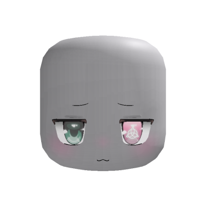 chibi anime shy cute face [green ; pink]