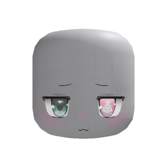 chibi anime shy cute face [green ; pink]