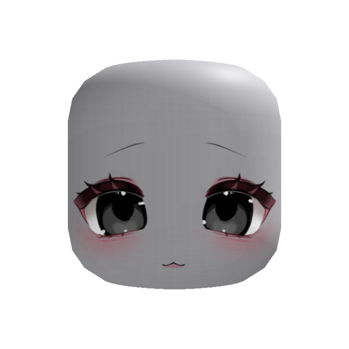 kawaii shy smile chibi anime face (black)
