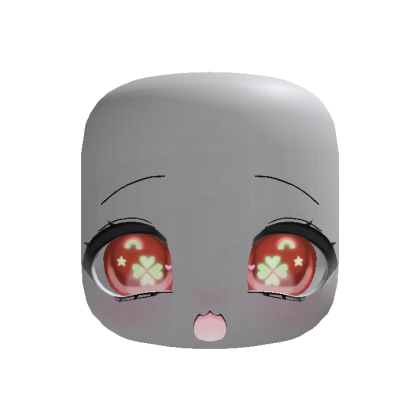 (Animated) Red Cute Chibi Excited Clover Face