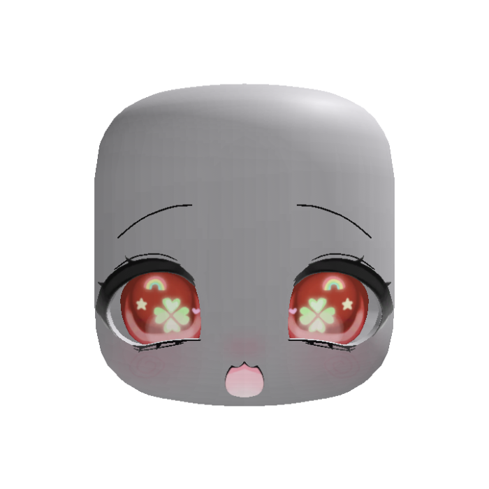 (Animated) Red Cute Chibi Excited Clover Face