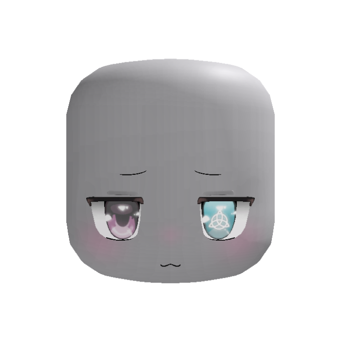 chibi anime shy cute face [pink ; blue]