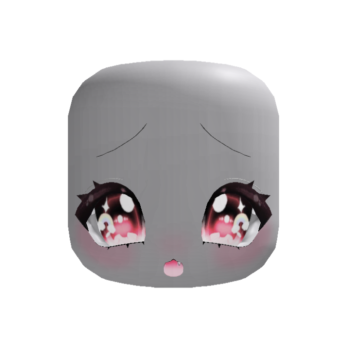 Rainbow Eyed Kawaii Cute Face in Pink