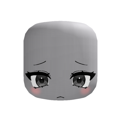Cute Sad Blush Anime Face (Black) thumbnail