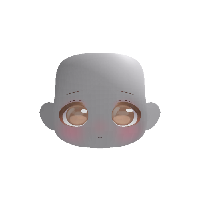 Soft Kawaii Adorable Anime Face w/ Ears (Brown)
