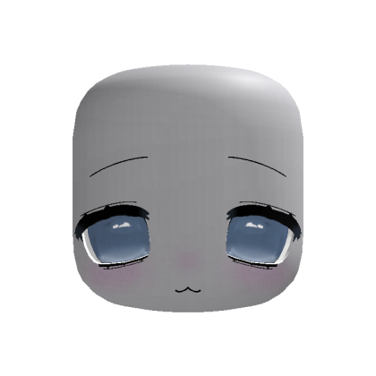 Dull Blue Kawaii Sleepy Anime Doll Head Cute Blush