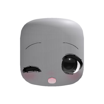 Black Winking Kawaii Anime Doll Head w Cute Mouth