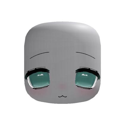 Dull Cyan Kawaii Sleepy Anime Doll Head Cute Blush