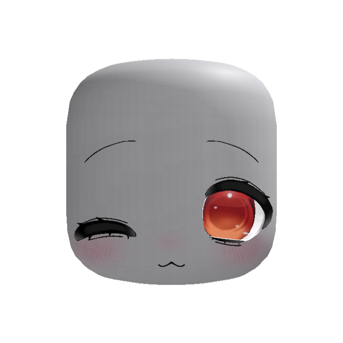 Red Orange Winking Kawaii Anime Doll Head Big Eyes