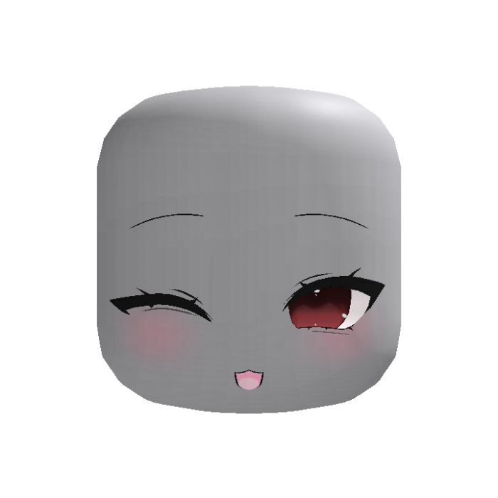 Red Kawaii Winky Blush Face - Dynamic Head