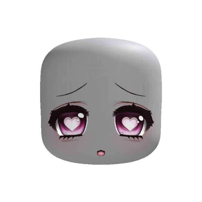 animated 🤍 kawaii heart eyes moe face in pink