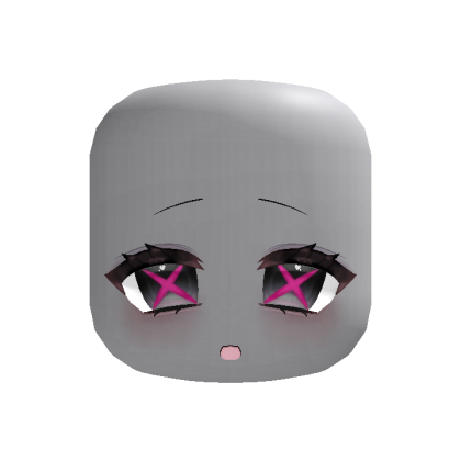 ♡animated neutral emo x eyes moe anime head pink