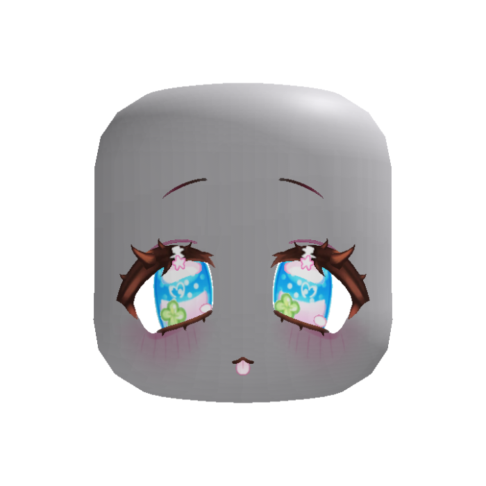 (Animated) Blue Cute Clover Chibi Amazed Face