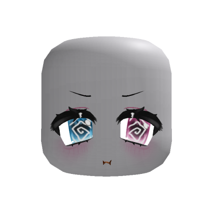 angry dizzy anime moe pout eyes in blue pink