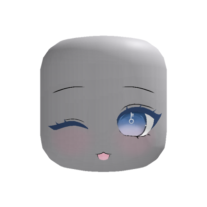 Blue Cute Wink Happy Chibi Face - Dynamic Head