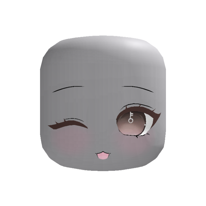 Beige Cute Wink Happy Chibi Face - Dynamic Head