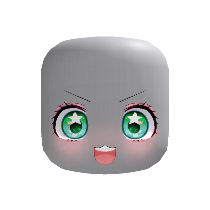❗️green excited kawaii anime face expression