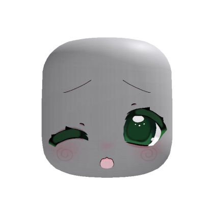 baby green winking soft doll face w/ swirly blush