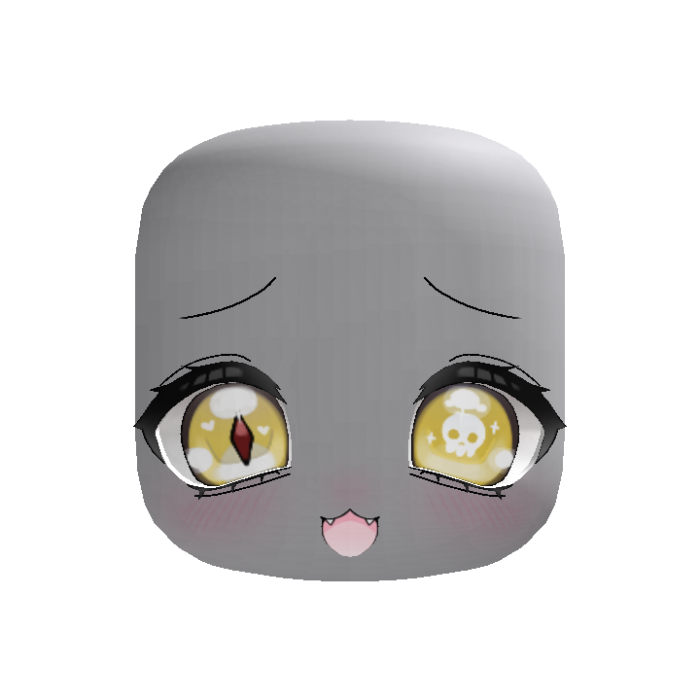 Cute Anime Creepy Eyes Cat Face Yellow