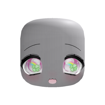 ♡: cute lucky kawaii :D face w teef in pink