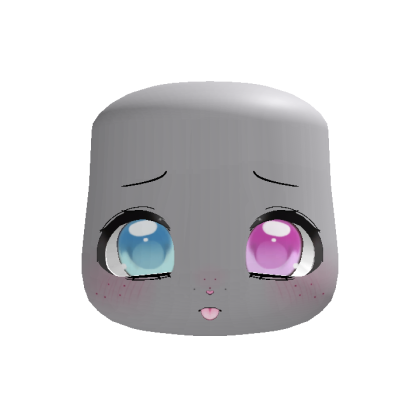 kawaii shy sweet silly puppy face in blue pink