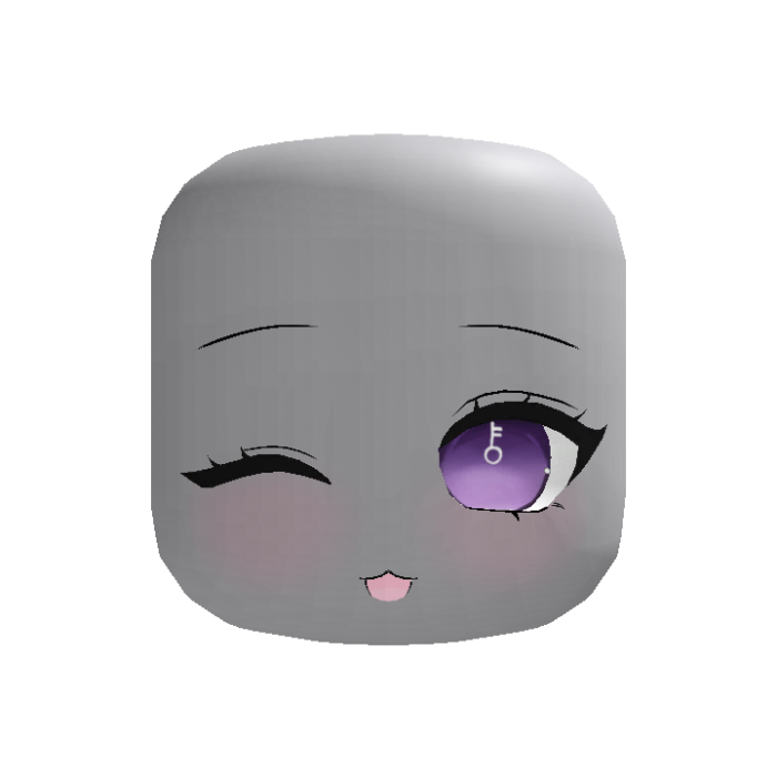 Purple Cute Wink Happy Chibi Face - Dynamic Head