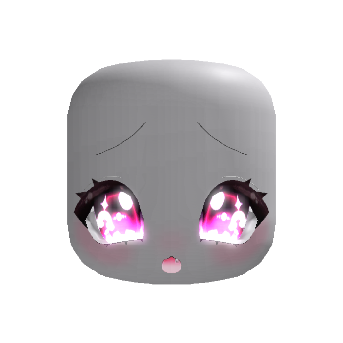 [Glowing] Rainbow Eyed Kawaii Cute Face in Pink