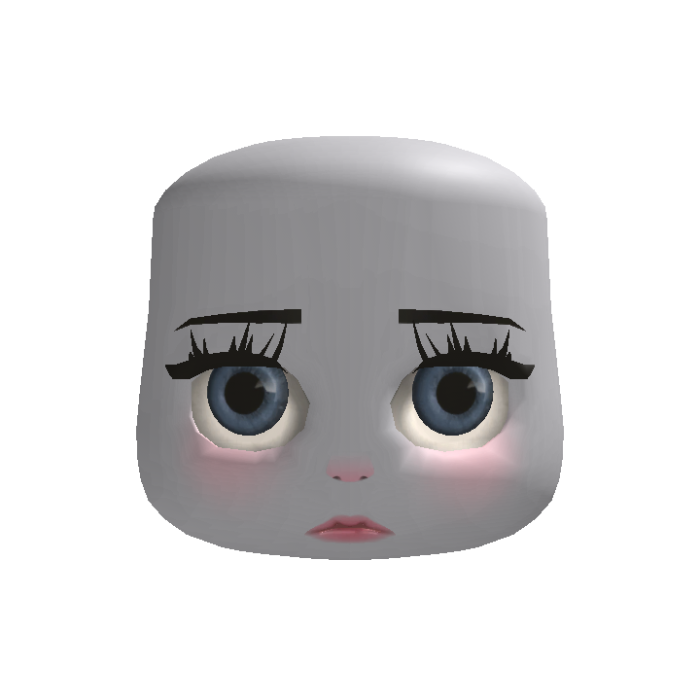 blythe doll face grey & white polka dots - blue
