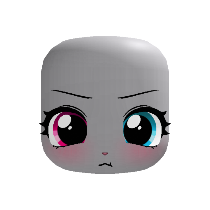 💢(｡•ˇ‸ˇ•｡) sweet angry bunny face in pink blue