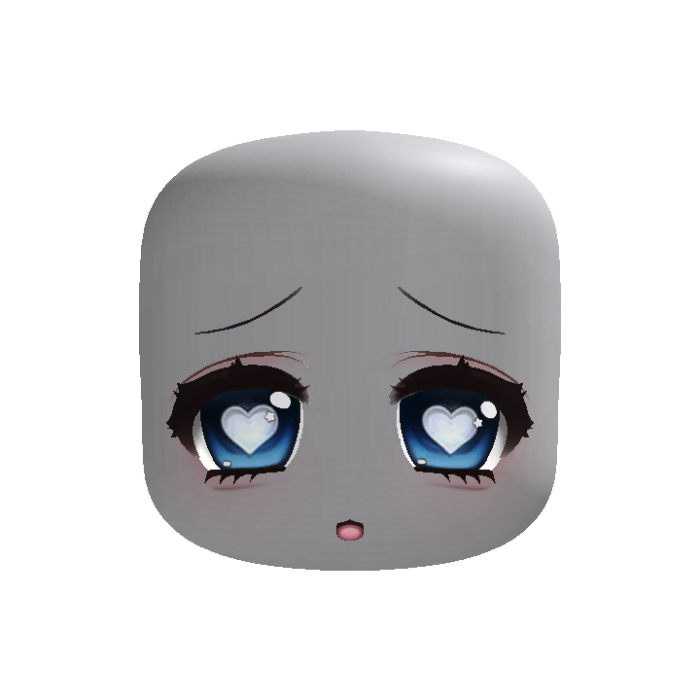 animated 🤍 kawaii heart eyes moe face in blue