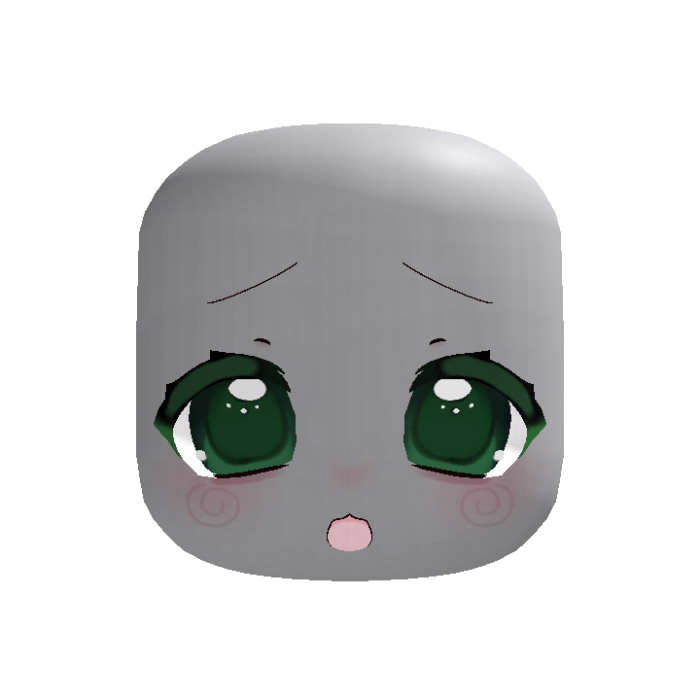 baby green pouty soft doll face w/ swirly blush