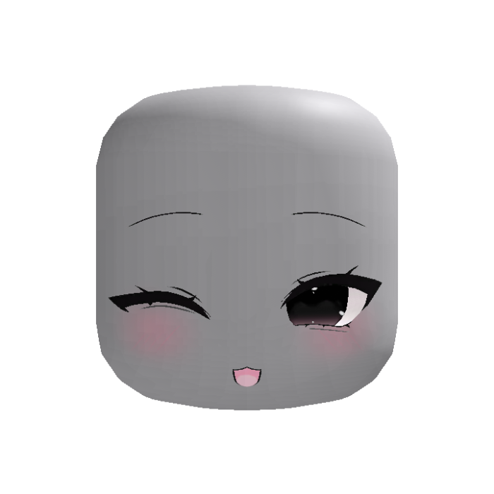 Black Kawaii Winky Blush Face - Dynamic Head