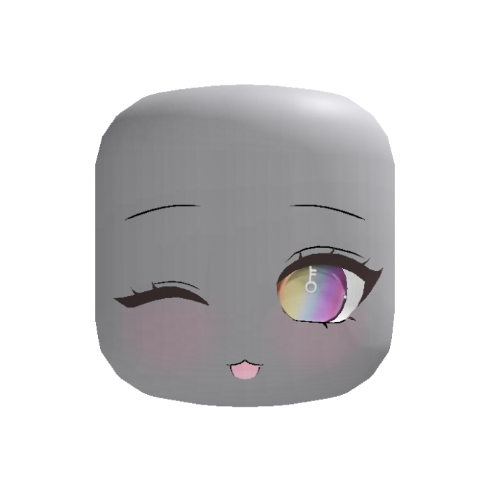 Rainbow Cute Wink Happy Chibi Face - Dynamic Head