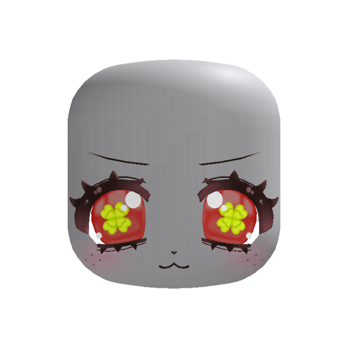 🍀 kawaii bashful clover puppy face in red