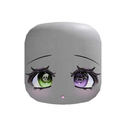 shy chibi green & purple halloween eyes moe face