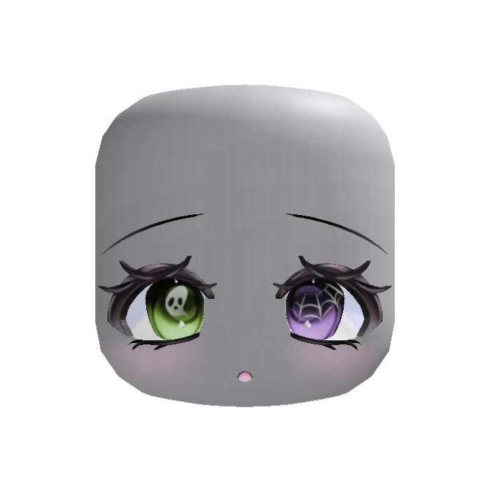 shy chibi green & purple halloween eyes moe face