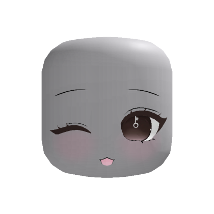 Brown Cute Wink Happy Chibi Face - Dynamic Head