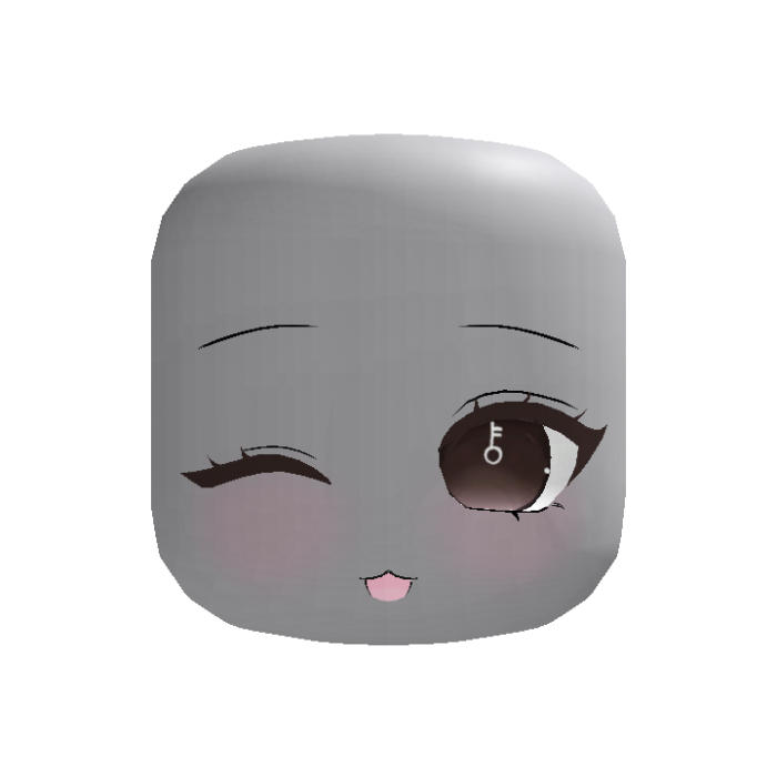 Brown Cute Wink Happy Chibi Face - Dynamic Head