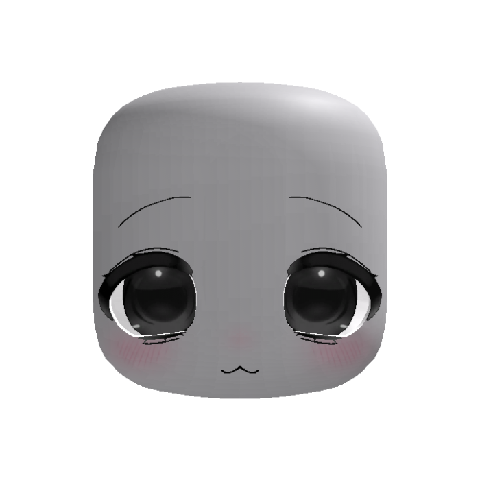 Black Kawaii Anime Doll Head w Big Glossy Eyes