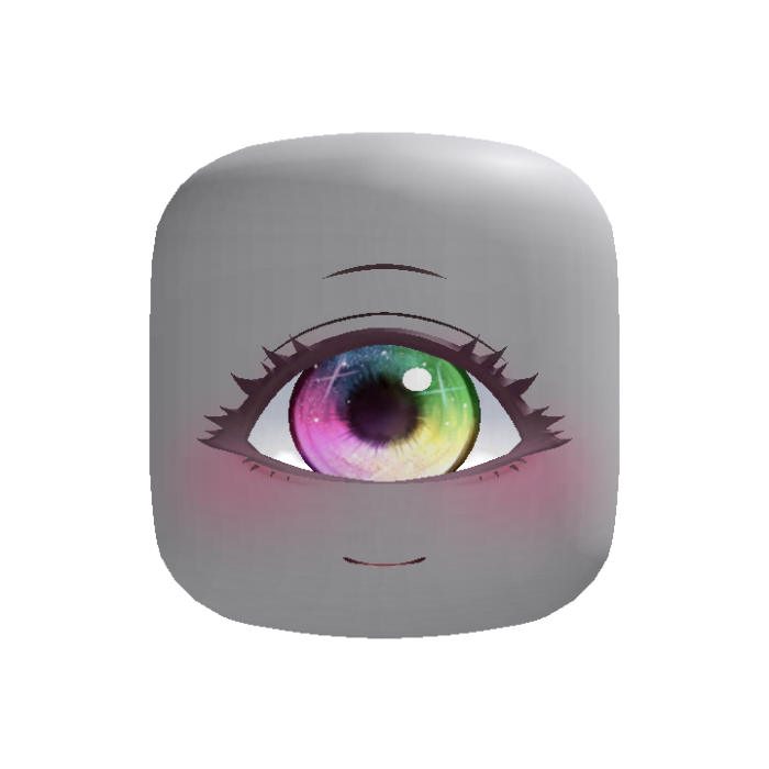 Kawaii Cyclops Anime Girl Head (Rainbow)
