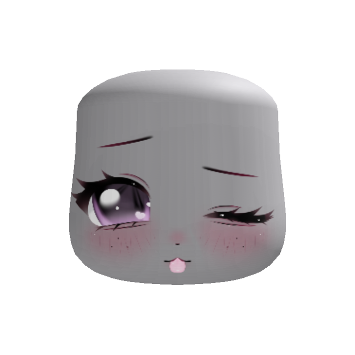 sweet kawaii dreamy blinking girl face purple