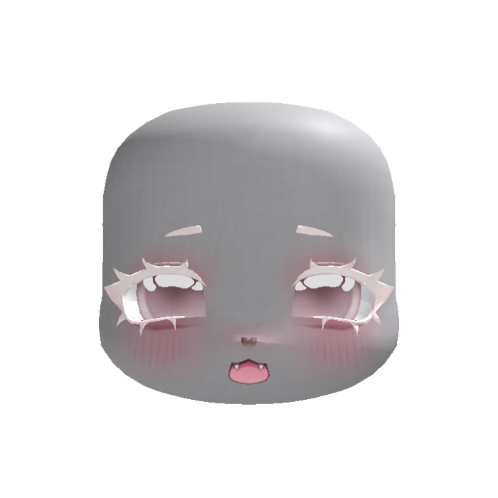 (animated) pink albino playful kigurumi fangs face