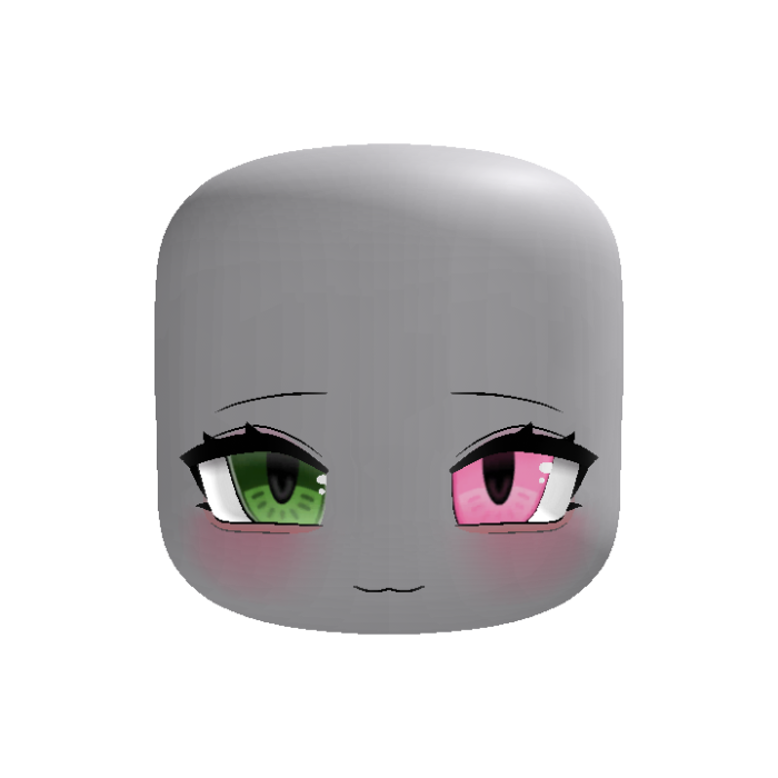 (animated) kawaii chibi smug moe face green pink