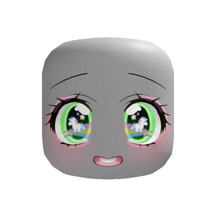 Cute Happy Unicorn Kawaii Freckles Face Green