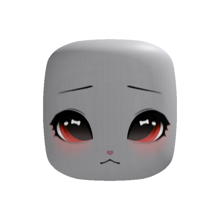 kawaii red puppy eyes chibi face