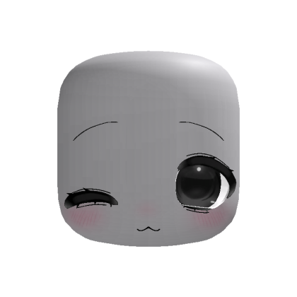 Black Winking Kawaii Anime Doll Head w Big Eyes